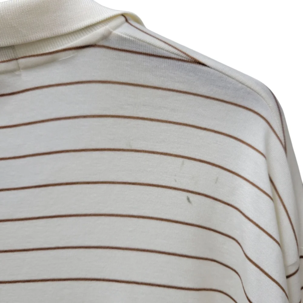 Polo Ralph Lauren Men's Long-Sleeves Beige Brown Stripe Cotton Shirt Large